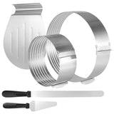 1 x RAW Customer Returns CHUENHEI cake base cutting aid, 2 cake cutter round silver set with 1 cake knife, 1 stainless steel cake lifter, 1 cake lifter, 15-20cm 25-30cm cake ring adjustable - RRP €22.18