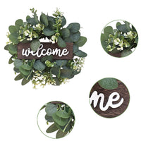 1 x RAW Customer Returns Front door sign wreath, artificial eucalyptus wreath, welcome sign door wreath, front door eucalyptus wreath, for wedding home decoration front door decoration 30 30 cm  - RRP €19.15