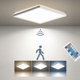 1 x RAW Customer Returns BLNAN LED ceiling light with radar motion detector, 18W ceiling lamp flat with remote control, panel motion sensor, warm neutral cold white for bathroom, hallway, stairs, toilet, garage, basement, balcony 22cm - RRP €27.22