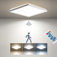 1 x RAW Customer Returns BLNAN LED ceiling light with radar motion detector, 18W ceiling lamp flat with remote control, panel motion sensor, warm neutral cold white for bathroom, hallway, stairs, toilet, garage, basement, balcony 22cm - RRP €27.22