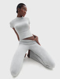 1 x Brand New JunD Skims Lounge Set Women s Lounge Set Women s Skims Inspired Lounge Set Slim Fit Two Piece Lounge Wear Women s Jogger Suit Long Sleeve Crop Top and Fold Over Yoga Flare Pants Women s Lounge Sweatsuits Set - RRP €31.25