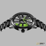 1 x RAW Customer Returns DriftElement Performance GT rim watch men - sports car men s wristwatch in 3D design - custom designer watch with mineral glass - quartz watch green  - RRP €115.14