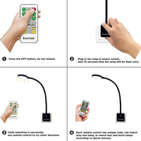 1 x RAW Customer Returns ENUOTEK White LED Wall Lamp Socket Bedroom Lamp Reading Lamp Bed Bedside Lamp Dimmable with Plug and Remote Control, 4W 280Lm 3000K-4000K-5000K, 1 Lamp and 1 Remote Control - RRP €24.19