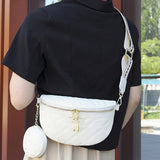 1 x RAW Customer Returns Crossbody Bag Women Wide Shoulder Belt Bag Women Leather Wallet Fashion Small Belt Bag Removable Shoulder Strap, white, women s shoulder bag - RRP €36.0