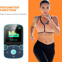 1 x RAW Customer Returns AGPTEK MP3 Player Bluetooth 5.3 Sport 32GB with 1.5 inch TFT color screen, mini music player with clip, supports up to 128GB SD card, with independent volume button, FM radio, pedometer, blue - RRP €35.39