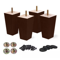 1 x RAW Customer Returns RHUAFET 4 pieces furniture feet oak, 10 cm wooden furniture legs, furniture feet solid wood conical legs made of oak for chairs cupboard sofa bed couch, with screws and felt glides brown, 10 cm  - RRP €18.88