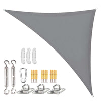 1 x RAW Customer Returns Sunal sun sail triangular 3x4x5m with fastening set, PES polyester waterproof, including fastening ropes, for sun protection on balconies, gardens and terraces, grey - RRP €45.99