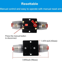 1 x RAW Customer Returns Greluma 2pcs 50A Inline Circuit Breaker Reset Fuse,12V-24V DC Reset Fuse Holder 50A with Manual Reset for Automotive Marine Boat Audio System Protection - RRP €18.68