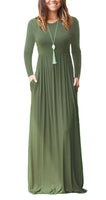 1 x RAW Customer Returns AUSELILY Women s Long Sleeve Maxi Dresses Casual Long Dresses with Pockets L, Army Green  - RRP €29.84