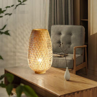 1 x RAW Customer Returns GUANSHAN Bamboo Weave Table Lamp, Bamboo Lampshade, Zen Style Table Lighting, Decorative Table Lighting, Night Light for Bedroom and Living Room - RRP €41.84