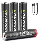 1 x RAW Customer Returns Delyeepow USB-C AAA Batteries Lithium Rechargeable, 1.5V 1200mWh USB Rechargeable AAA Batteries with 2-in-1 USB-C Charging Cable, 1 Hour Quick Charge, 1500 Cycle, 4 Pack - RRP €23.99