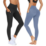 1 x RAW Customer Returns DDOBB Pack of 2 Sports Leggings Women s High Waist Sports Leggings Women s Long with Pockets Gym Leggings Opaque Black Sports Pants Elastic Tummy Control Yoga Pants Fitness Running Pants Black Blue, SM  - RRP €29.23