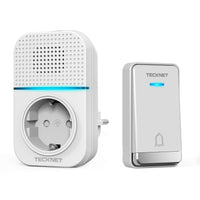 1 x RAW Customer Returns TECKNET wireless doorbell, battery-free, socket radio bell, waterproof, wireless doorbell, radio doorbell with EU socket, LED display, 5 volume levels, 60 ringtones, 400m - RRP €26.99