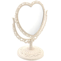 1 x RAW Customer Returns Beaupretty Double Sided 360 Degree Rotation Heart Shape Tabletop Vanity Mirror Beige Beige - RRP €22.8