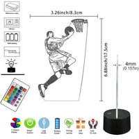 1 x RAW Customer Returns AIRUEEK 3D Basketball Gifts Night Light, Illusion LED Lamp with 16 Color Changes and Remote Control, basketball decoration room, gifts for basketball players - RRP €14.99