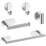 1 x RAW Customer Returns HMOREY Towel Rack Set Bathroom Accessories 5 Piece Towel Hook Set Bathroom Towel Hook Towel Bar Adhesive Stainless Steel Wall Hook Silver  - RRP €46.64