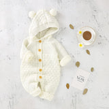 2 x Brand New Newborn Baby Clothes Winter Boys and Girls Hooded Bodysuit Knitted Cotton Romper with Hat 3-24 Months Creamy-White, 12-18 Months  - RRP €47.98