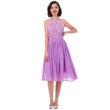 1 x RAW Customer Returns Evening dresses elegant for wedding ladies 50s rockabilly halter neck swing lace chiffon dress festive graduation dress wedding dress cocktail dress Christmas New Year s Eve short party dress purple S - RRP €40.33