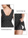 1 x RAW Customer Returns Summer Mae Women s One-Piece Swimsuit Plus Size Dress Beach Skirt with Black Dots Print L - RRP €39.99