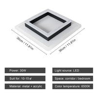 1 x RAW Customer Returns DELIPOP Modern LED Ceiling Light, 30W 3375LM Square Ceiling Lamp LED Indoor Made of Acrylic, Cold White 6500K White Ceiling Lights, Creative Ceiling Lighting Lamp for Hallway, Balcony, Kitchen, 30cm - RRP €38.27