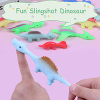 9 x Brand New May Huang Slingshot Dinosaur Toys 28 Pieces Slingshot Dinosaur Finger Toys Funny Flying Dinosaur Slingshot Finger Toys for Kids Teens - Random Color 28 Pieces  - RRP €172.8