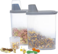 1 x RAW Customer Returns Kerhouze Set of 2 Dog Food Storage Airtight Pet Food Container with Measuring Cup Pourer Feed Dispenser for Cat Food Bird Food 2.3L Gray - RRP €20.57