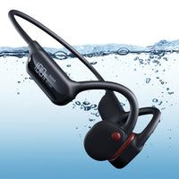 1 x RAW Customer Returns Waterproof Bone Conduction Headphones, IPX8 Swimming Headphones with 32G Memory, Open Ear Bluetooth 5.3 Sports Headphones with Wireless Microphone for Running, Swimming, Cycling, Training Red Black  - RRP €39.99