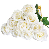 1 x RAW Customer Returns DuHouse Pack of 10 Artificial Roses Silk Flowers Fake Rose 54 cm Single Long Stem Artificial Flowers Bouquet for Bridal Bouquet Arrangement Wedding Table Centerpiece Party Home Kitchen Decor White  - RRP €16.77