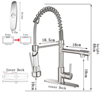 1 x RAW Customer Returns SkyPanda kitchen faucet, brushed brass spring faucet 360 rotatable with pull down mixer spray head, with 2 outlets jet and spray spray head high pressure, nickel brush - RRP €72.0