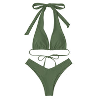 1 x RAW Customer Returns RXRXCOCO Sexy Brazilian Bikini Women Set Triangle String Top Bikini Set Thong Swimwear Army Green Size S - RRP €37.3