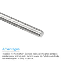 1 x RAW Customer Returns sourcing map 4pcs. Fully threaded rod M10 x 200mm 1.5mm thread pitch stainless steel 304 right hand thread rods rod bolt - RRP €18.14