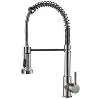 1 x RAW Customer Returns Kitchen faucet with pull-out sprayer, spring faucet kitchen with pull down sprayer shower, 360 swivel hot and cold water sink faucets brushed nickel  - RRP €53.99