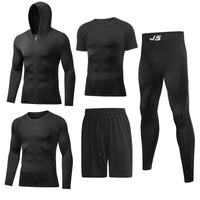 1 x RAW Customer Returns JULY S SONG Sportswear for Men Compression 5pcs Set Fitness Clothing Tracksuit Men Elastic Sportwear Gym Running Outfit Outdoor - RRP €41.99