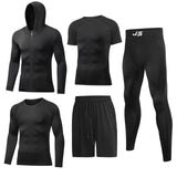 1 x RAW Customer Returns JULY S SONG Sportswear for Men Compression 5pcs Set Fitness Clothing Tracksuit Men Elastic Sportwear Gym Running Outfit Outdoor - RRP €40.33