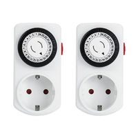 1 x RAW Customer Returns Mechanical timer socket, G-Homa set of 2 24-hour program analog timer socket for indoor use, daily ON OFF cycle, for lights, lamps, 30 min switching interval timer - RRP €10.07