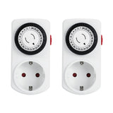 1 x RAW Customer Returns Mechanical timer socket, G-Homa set of 2 24-hour program analog timer socket for indoor use, daily ON OFF cycle, for lights, lamps, 30 min switching interval timer - RRP €10.07