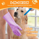 5 x Brand New Comfpet grooming gloves for dogs and cats, cat brush gloves, grooming gloves, brush for cats, hanging design, bathing and massaging for puppies and kittens, 1 pair purple  - RRP €54.95