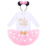 1 x RAW Customer Returns Toddler Baby Girls 1st 2nd 3rd Birthday Disney Minnie Outfit Cotton Long Sleeve Romper Princess Polka Dots Tulle Tutu Mouse Ear Headband 3-Piece Clothing Set Pink-My 1st Birthday 1 Years - RRP €20.82