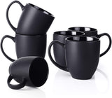 1 x RAW Customer Returns DOWAN 475ml coffee cups coffee mug set, 6 large porcelain coffee cups - large coffee pot with handle - matt ceramic cup for coffee, tea and cocoa, black coffee cups, 6 pieces - RRP €33.55