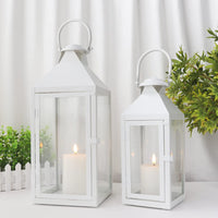 1 x RAW Customer Returns Set of 2 decorative antique white brush lanterns - RRP €64.99