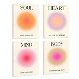 3 x Brand New Magiho 4 Piece Poster Set, Body Mind Soul Heart Aesthetic Room Decor, Aesthetic Decoration Yoga Law of Attraction Manifestation Room Decor Y2K 20 25cm  - RRP €61.2