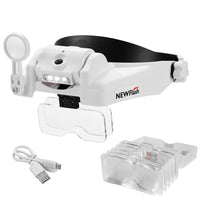 1 x RAW Customer Returns NEW FLASH Headband Magnifier with LED Light, USB Rechargeable Hands-Free Head Mount Magnifying Glass with 6 Detachable Lenses for Close Up Work Reading Jewelry Crafts Electronics Repair - RRP €27.67