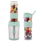 1 x RAW Customer Returns H.Koenig Mini Portable Blender Green Compact 570mL SMOO18 BPA Free Powerful 300W, Smoothie Blender 2 Portable Bottles, 4 Stainless Steel Blades, Pastel Green - RRP €38.98