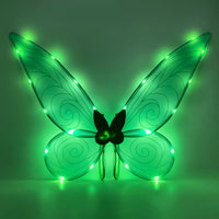 1 x RAW Customer Returns AMOBON Luminous Fairy Wings for Children, LED Fairy Wings Costume Dress Accessories, Angel Fairy Wings for Halloween Carnival Cosplay Carnival Theme Party - Green - RRP €17.09