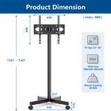 1 x RAW Customer Returns RFIVER TV Stand with Wheels for 23-55 Inch Plasma LCD LED Television, Universal TV Cart Mobile Floor TV Stand with Adjustable Height up to 35 kg, Max VESA 400x400 mm - RRP €54.99