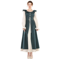 1 x RAW Customer Returns Fiamll Renaissance Dress Women Medieval Renaissance Faire Dress Long Sleeve Irish Dress Retro Victorian Costume Green L - RRP €45.37