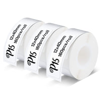 1 x RAW Customer Returns Pristar P15 Labels, 3 Rolls 12 mm 40 mm Self-Adhesive Thermal Ribbon Labels, Compatible with P15 Label Printer, Suitable for Home, Office, School, Warehouse Organization, White, 160 Labels Roll - RRP €17.05