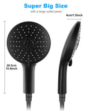 1 x RAW Customer Returns Shower head, NEUFLY hand shower large shower head with stainless steel hose water-saving pressure-increasing shower head chrome universal shower head - 7 modes shower black - RRP €29.99