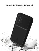 1 x RAW Customer Returns qichenlu Tank Armor Black Alu Hybrid Silicone Metal Case for A53 5G,Integrated Screen Protector Glass Shatter-proof Outdoor Case Full Body Shockproof Cover for Samsung Galaxy A53 5G - RRP €35.05