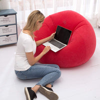 1 x RAW Customer Returns LONEEDY Inflatable Chair Sofa, Inflatable Seat Gaming Lounger, Indoor Outdoor Camping Garden Stylish Soft Plush Fabric for Adults Kids Single Spherical Red  - RRP €29.33